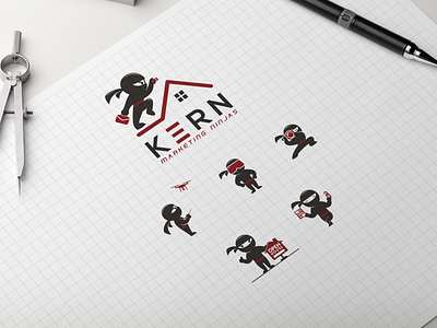 Ninja logo & icon characters brand identity business card coreldraw creative graphic design icon illustrator letter head logo ninja photoshop