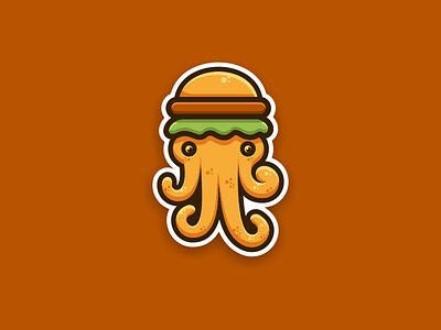 OctoBurger artwork brand identity burger coreldraw creative graphic design icon illustrator logo octopus photoshop sticker