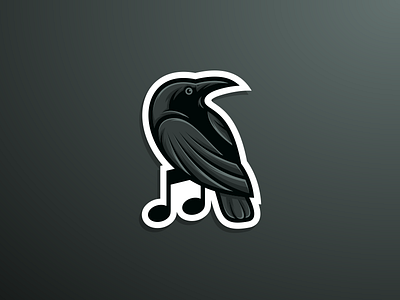 Crow/Raven + Music | Sticker concept brand identity coreldraw crow esport graphic design icon illustrator logo music raven sticker tshirt