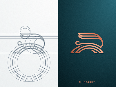 R + Rabbit artwork brandidentity creative graphicdesign grid illustrator lineart logo logodesign luxury r rabbit