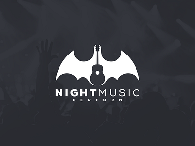 NightMusic artism design artwork bat brand identity graphicdesign guitar icon illustrator logo logodesign music negative space