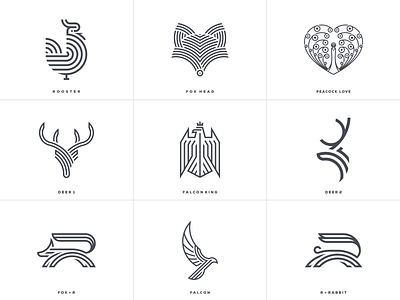 Animal line art logos