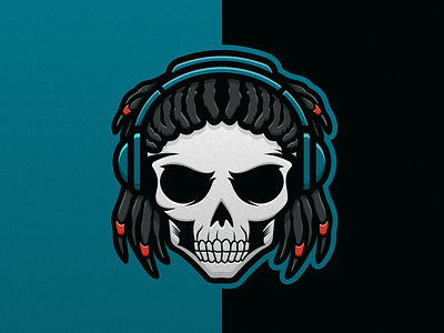 Dreadlocks Skull Dj artismdesign artwork branding creative dj dreadlocks esport graphicdesign logo mascot skull stickers