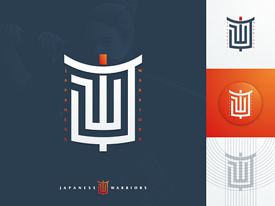 J + W Monogram | Japanese Style. artismdesign artwork branding creative graphicdesign grid japanese lettering logo monogram samurai simple warriors