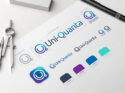 Uni Quanta Brand artismdesign artwork brand identity creative design education elearning graphic design graphicdesign grid icon intarnet logo science tech technology