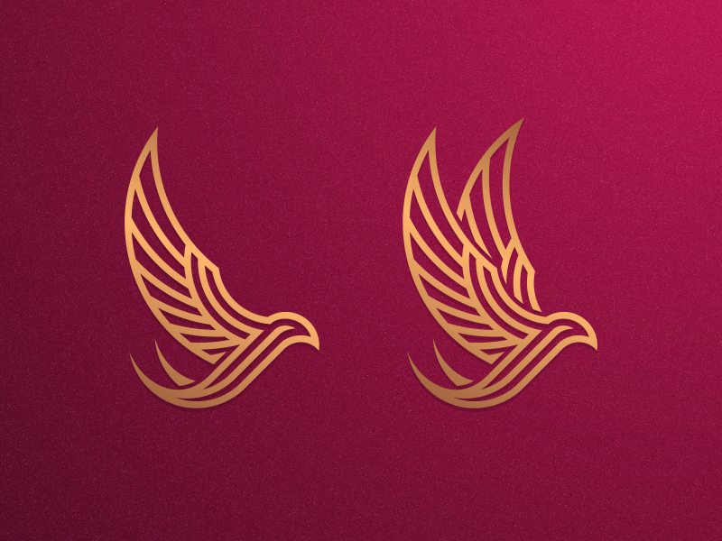 Left or Right?? coreldraw artismstudio vector design branding grid icon illustrator graphic design brand identity creative artwork logo gold luxury monoline lineart animal bird swallow