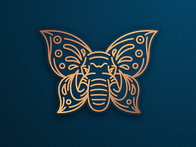 Elephant + Butterfly artwork brand identity butterfly creative elegant elephant elephant logo graphic design icon illustrator line lineart logo monoline vector