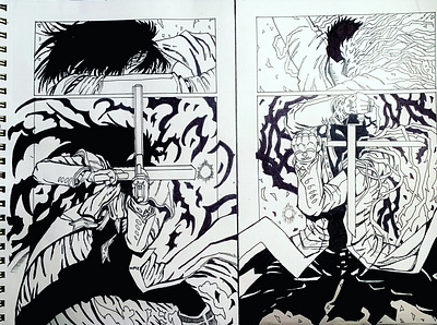 Manga panel, Hellsing comic illustration ink manga