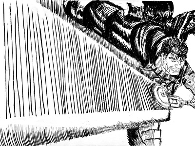 Guts form Berserk; Ink illustration a3 illustration ink manga