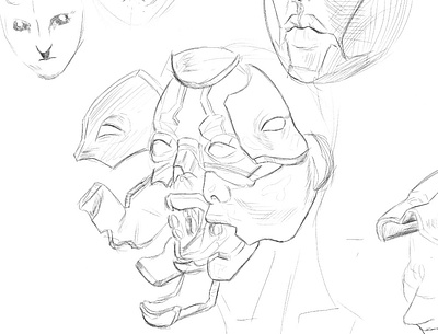 Cybernetic face design study cyberpunk digital futuristic illustration sketch study