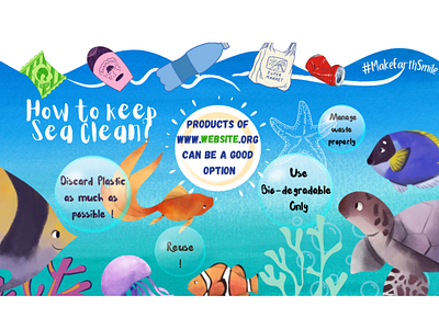 The Polluted Ocean aesthetics branding business advertisements design fish illustration ocean pollution sea