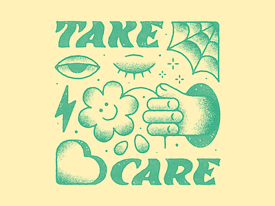 Take Care album cover artwork band chamomile flower illustration indie music type typography vector
