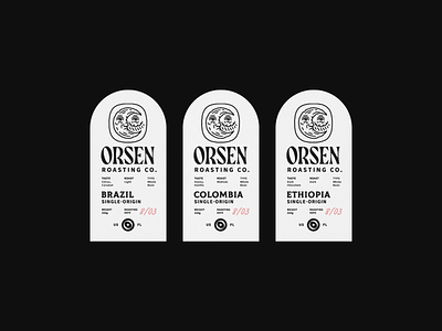 Orsen Coffee Labels branding coffee design emblem identity labels logo logotype packaging roasters roastery