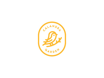 Calandra Garden badge bird branding identity line logo mark