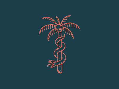 Palm Snake hand drawn illustration tattoo vector