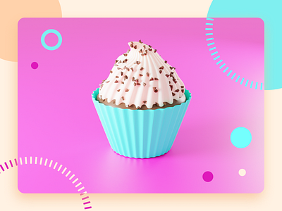 3D cupcake 3d blender blue cupcake design digitalart illustration purple render