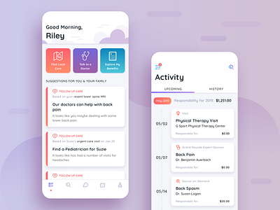 Healthcare App - Dashboard and Activity activity app clean concept dashboard design health icon interface ios iphonex medical mobile patient product sketch ui ux vector workout