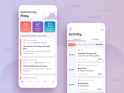 Healthcare App - Dashboard and Activity