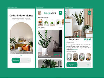 Indoor Plants - App Design app branding design graphic design illustration logo typography ui ux vector