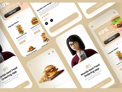 Food ordering App 3d animation app branding design graphic design illustration logo motion graphics typography ui ux vector