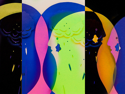 /// digital art experiments illustration lost neon paper papercraft people sad