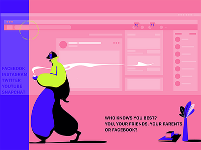 Who knows you best? character design facebook illustration noise notification social sophia stress ui ux web