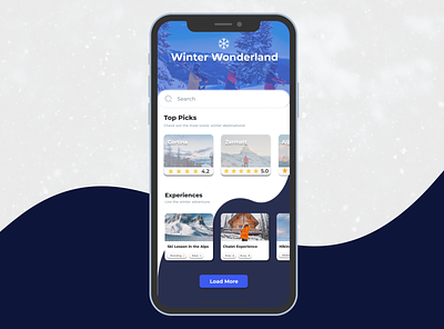 Ski Mobile App Concept creative destinations experiences minimal mobile app realism ski travel trending ui ux design winter