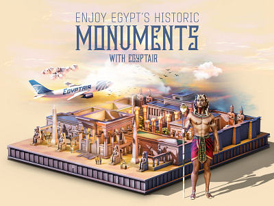 3D Monuments - Egyptair 3d animation branding graphic design logo motion graphics ui