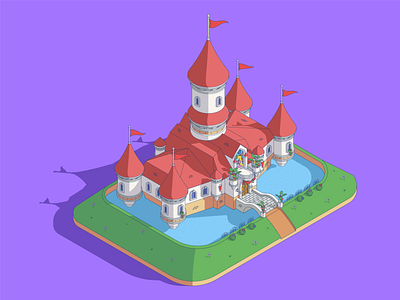 Peach Castle bowser castle illustration illustrator isometric line linear peachcastle supermario vector videogames