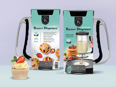 batter dispenser packaging branding cookware packaging design graphic design kitchenware packaging packaging design