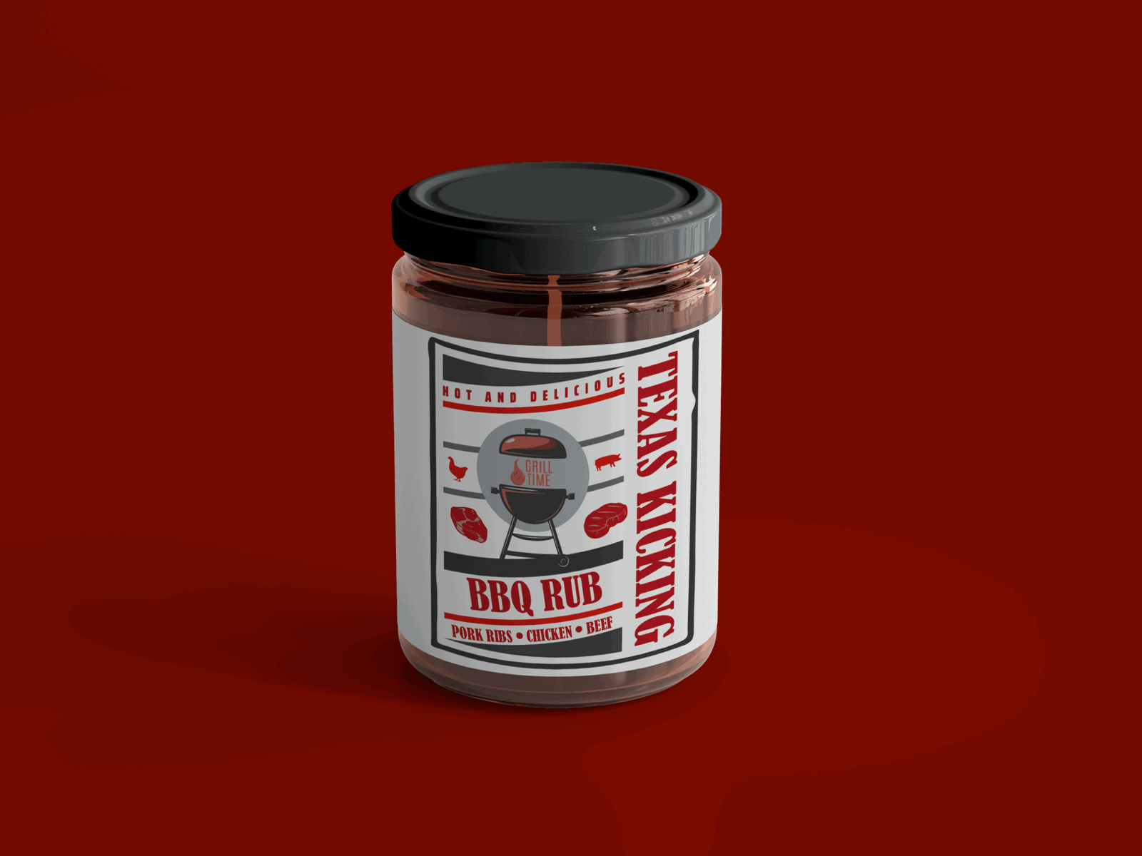 Modern BBQ Rub Jar Design 🍗 barbecue barbecue label barbecue label design barbecue sauce bbq bbq rub design eye catching label graphic design inspiration label label design minimal minimal design modern modern design packaging design