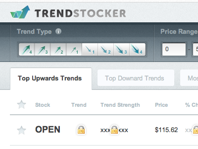 Trendstocker stock trends tables tabs ui
