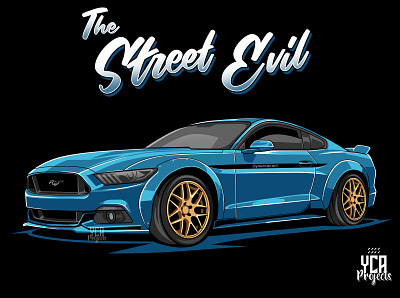 The Street Evil american muscle automotive car illustration cars drawing ford mustang mustang
