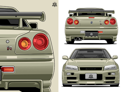 Nissan GTR R34 automotive car drawing car illustration cars gtr nissan r34