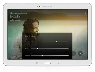 Samsung Milk Music - Tablet App (Fine Tune Station) app design design management experience design information architecture interaction design mobile mobile apps music product design service design tablet ui user experience user interface ux ux design visual design