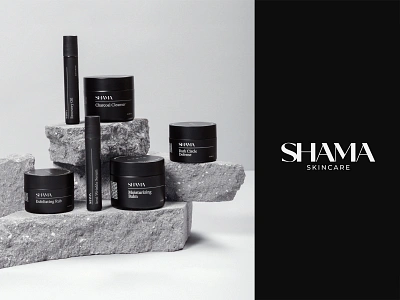 SHAMA Skincare Mockup Presentation beauty bottle branding cream identity logo logo design lux luxury minimal mock up mockup mockup design package design packaging panter panter vision skincare spa typeface