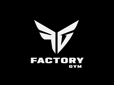 FactoryGYM Logo on Black branding factory fg fg monogram fitness fitness logo gym gym logo identity logo logo design minimal monogram panter panter vision strength typeface wings wingsbranding workout