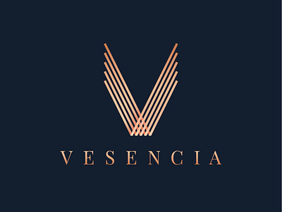 Vesencia app branding branding identity design icon identity lettering logo logo design minimal panter panter vision project rose gold symbol type typeface typography vector vesencia logo