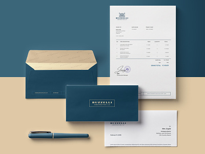 BUZZELLI Envelope + Invoice + Letterhead design