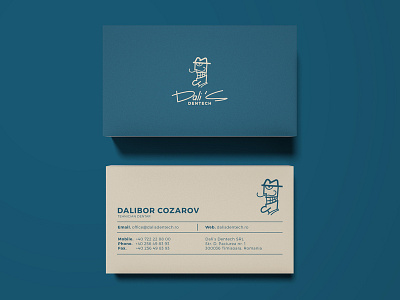 Dali's Dentech Business Card Design branding business card business card design cartoon character dentist dentistry identity logo logo design lux luxury minimal modern navy blue panter panter vision smile smiley face stomatology tech