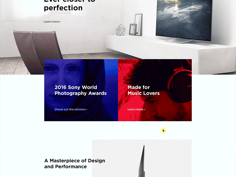 Sony Website Redesign Concept animation redesign sony ui user experience user interface ux web design
