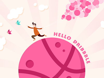 hello dribbble first shot，pink
