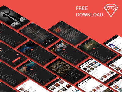 Uikit of A Music App black free music sketch soundtrack uikit