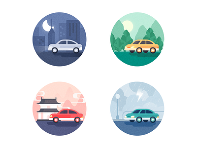 Illustrations about car travel