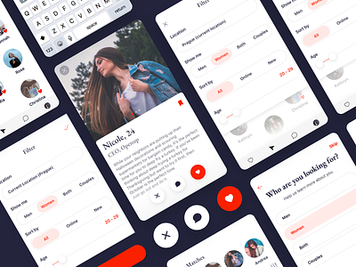 "Open Dating" App - Section Overview animation app clean design flat iphone minimal ui ux vector web website