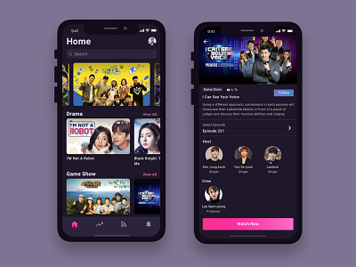 Korean TV Show Streaming App 2018 dark theme ios iphonex korea korean tv show streaming app streaming streaming app tv show video streaming