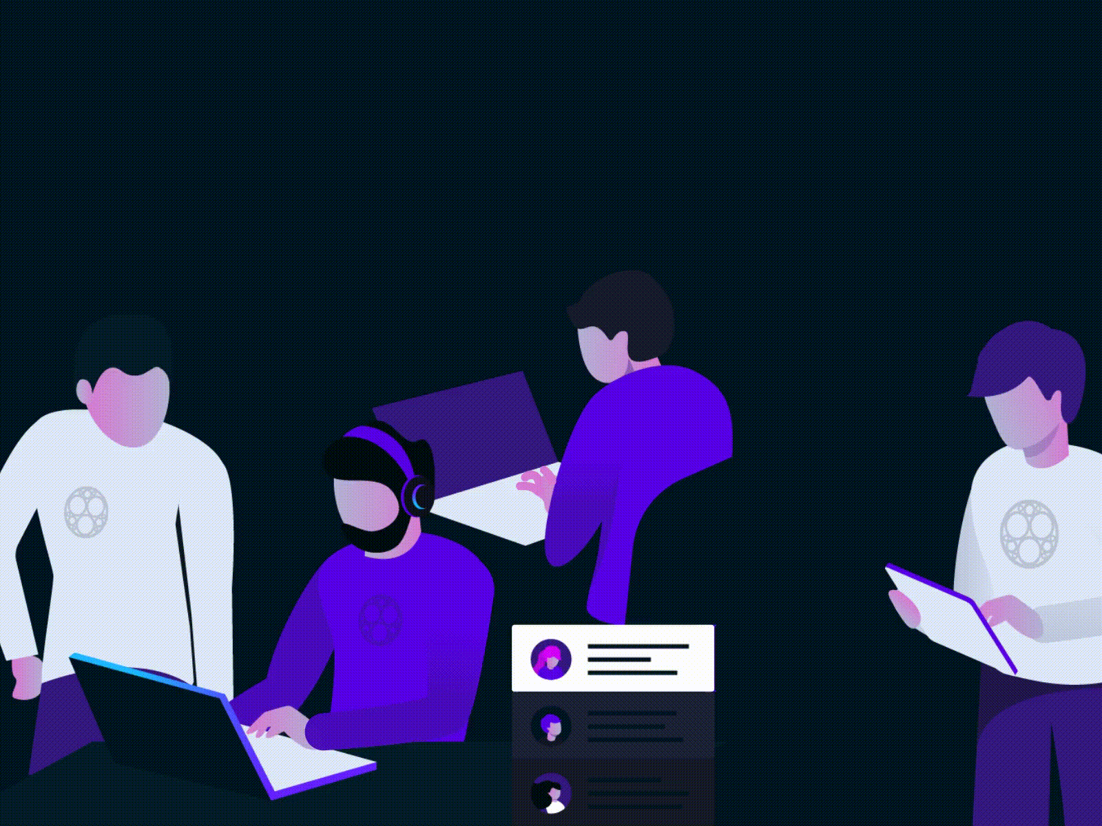 Sonm Community animation community illustration support team vector