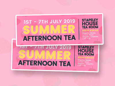 Mini Summer Afternoon Tea Flyers afternoon tea cafe flyer mini flyer pink receipt summer yellow