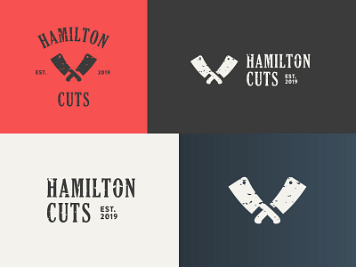Hamilton Cuts Logo beef branding cleaver icon logo meat rough texture