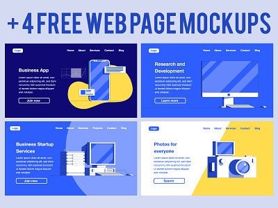 4 Free Web Page Mockups design free illustration mockups page ui uidesign ux web webdesign website